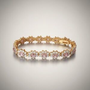 925 Sterling Silver Purple & Clear Tennis Bracelet 7” Amethyst Style C